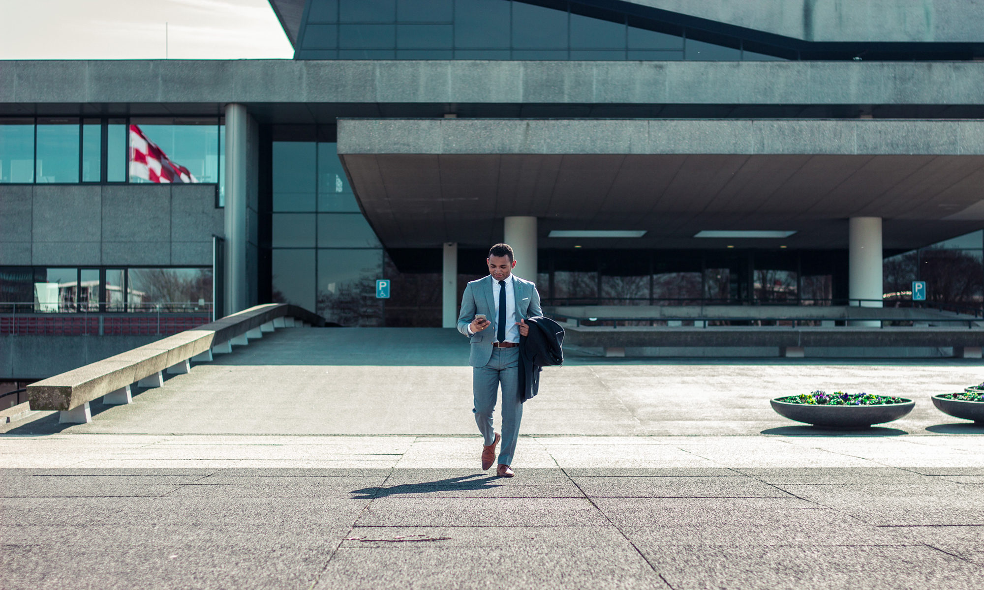 Person on phone walking